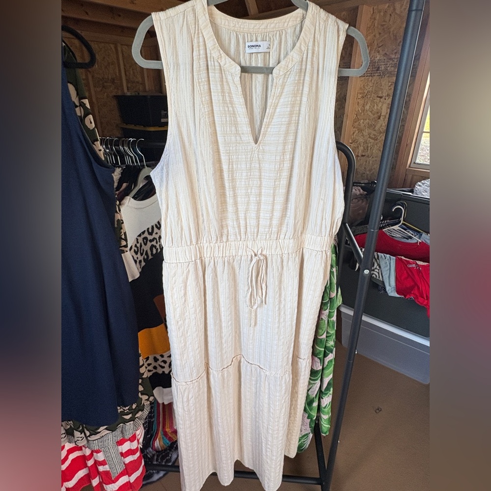 Sonoma Cream Sleeveless Midi Dress